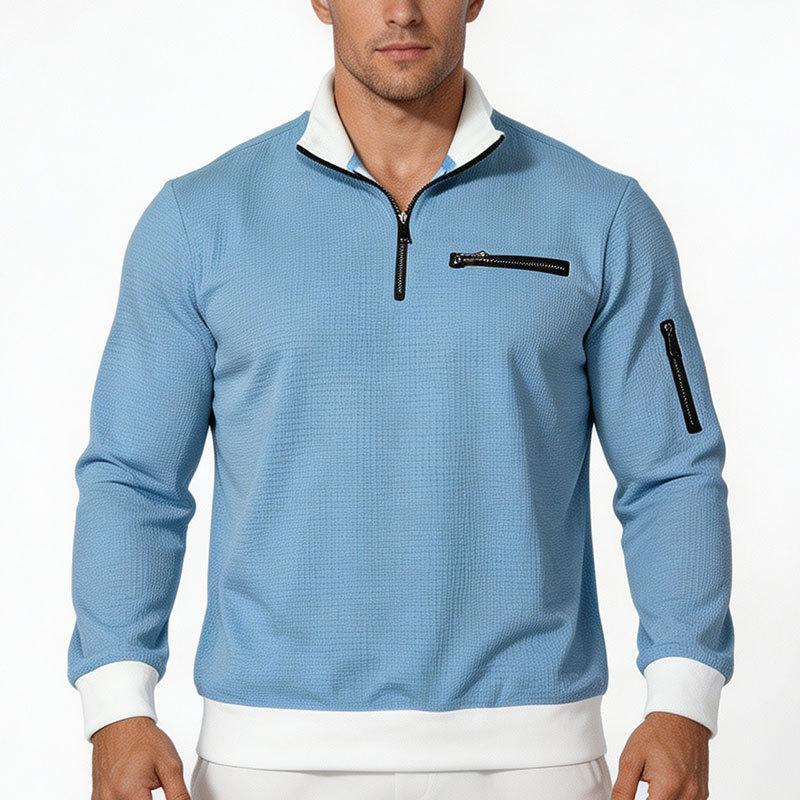 Men S Casual Zip Up Long Sleeve Loose Fit Hoodless Sweatshirt