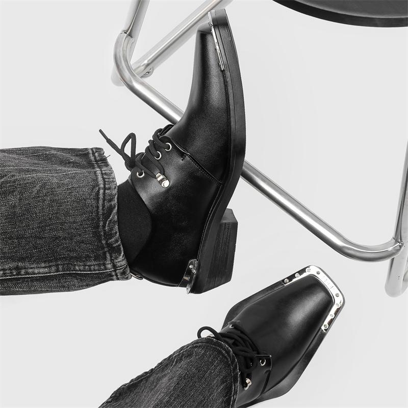 Men's Black Leather Shoes Designer Luxury Style Party or Office Party or Office 38-46 Outdoor Trendy Street Hot Selling Shoes