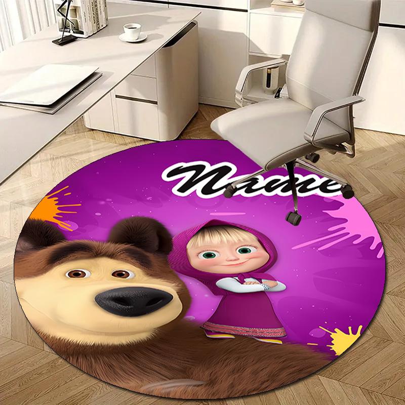Personalized M-Masha and the Bear Round Chair Office Rug - Perfect for Mat, Office Chair & More - Ideal Gift for Birthdays and Holidays