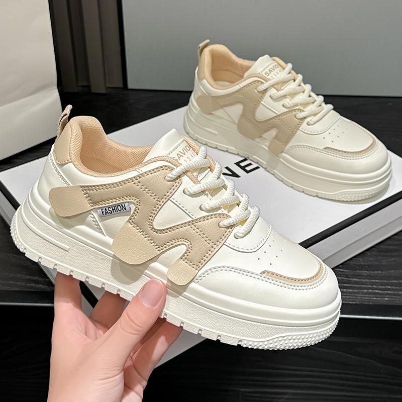 Spring and Autumn new sports and leisure ins platform leather single shoes board shoes