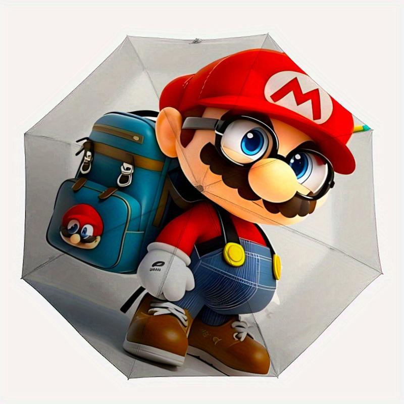 

1pc Mario Backpack Automatic Open/Close Umbrella Sturdy Iron Frame, Compact Travel Umbrella - Perfect Gift for Women, Men a0829108