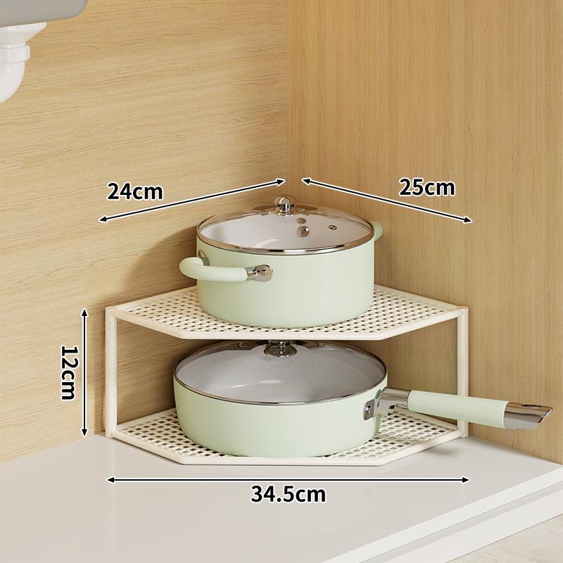 

Кутова кухонна полиця-стільниця: Багатоярусна полиця для зберігання каструль і посуду