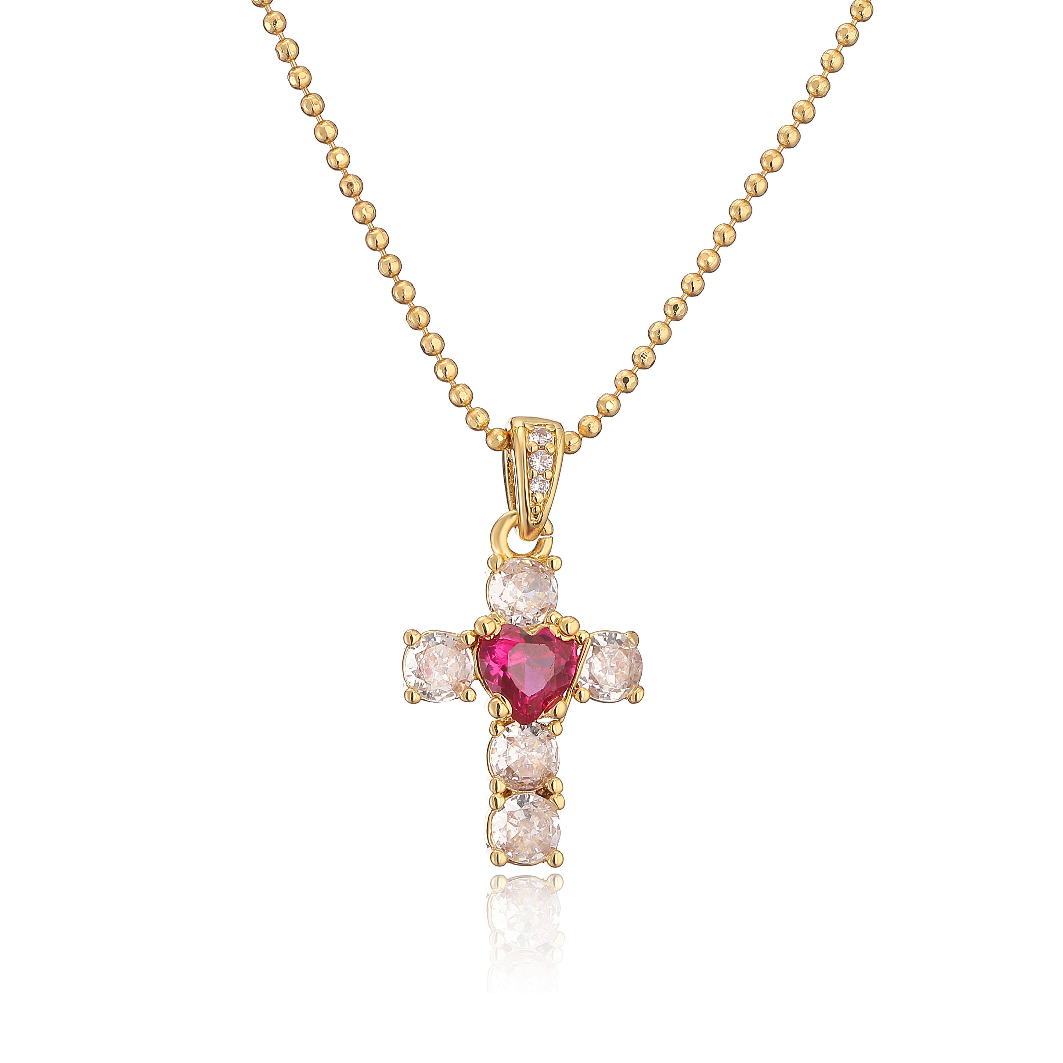

HECHENG,Cross Heart AAAAA+ CZ Necklace Earrings Set,Fashion Zircon Gifts for Lover Women Dropshipping