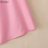 ZANZEA Women Elegant Round Neck Solid Color Loose Half Sleeve Blouse