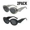 2PACK New Ellipse Sunglasses Women Brand Designer Leopard Sun Glasses Female Trending Shades Steampunk Eyeglasses Goggle UV400