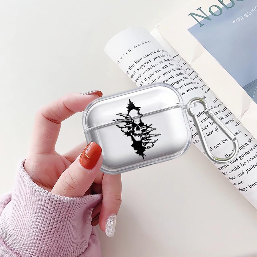 Case For Airpods 1 2 Pro 4 Pro2 Pro3 3 Clear Earphone Cases Cover Skull Crack Art