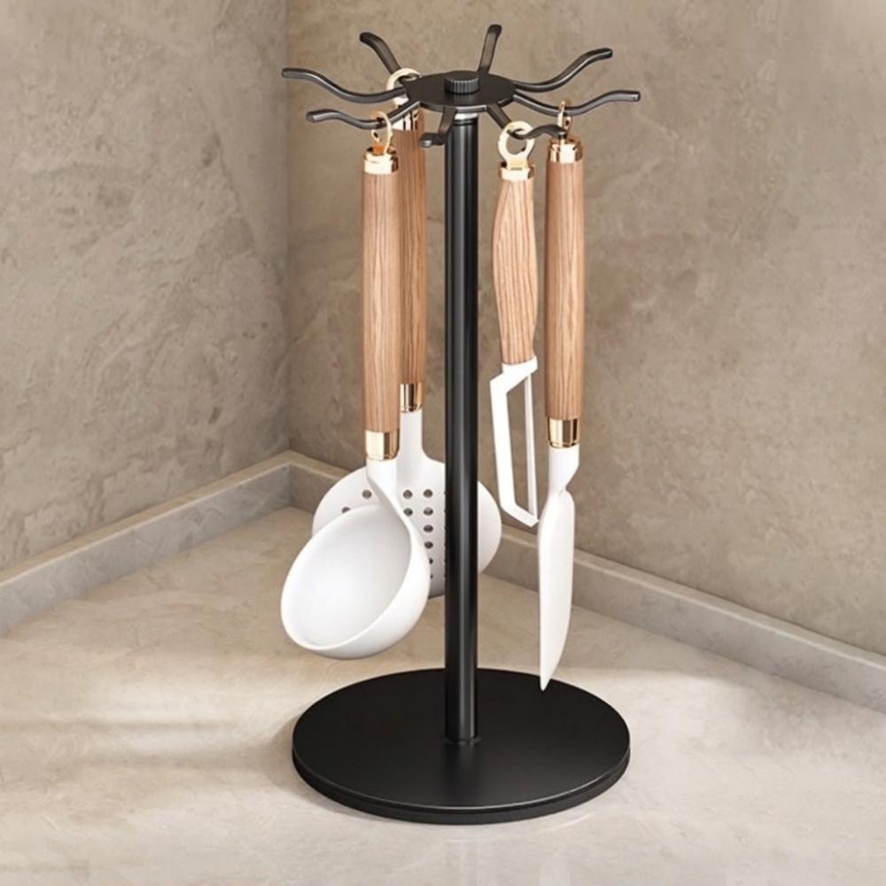 Wall Mounted/Freestanding Spatula Storage Rack 8 Hooks Pot Shovel Rack  for Kitchen