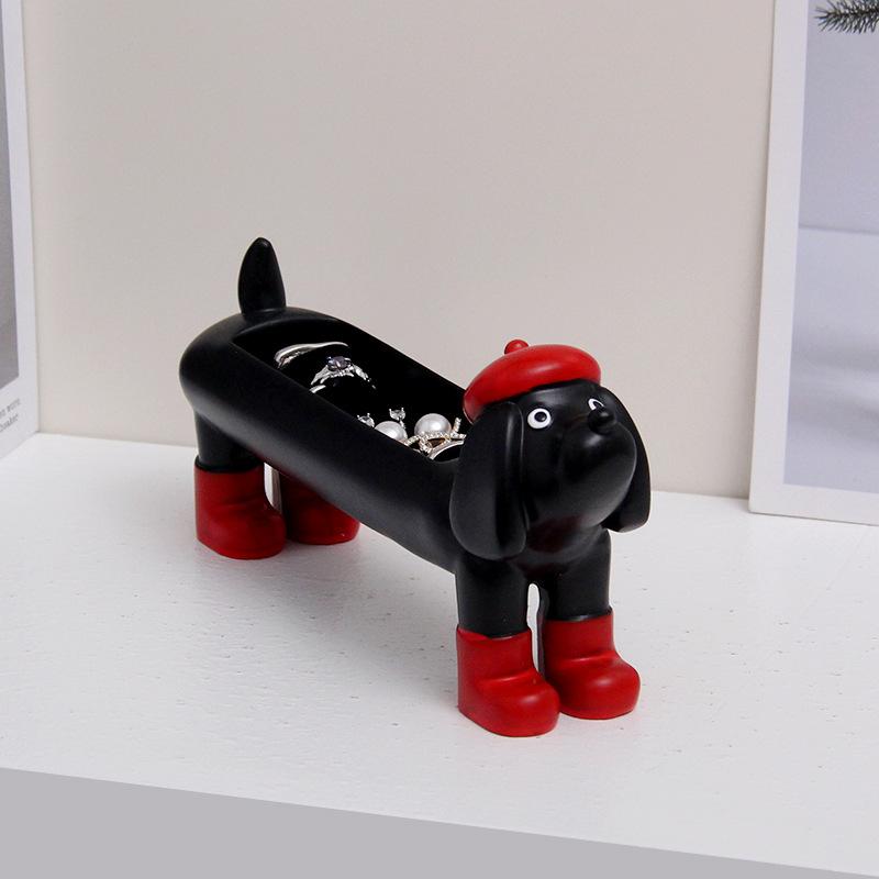 

Generic Cute Dachshund Jewelry Holder Sponge Ring Earring Display Stand Desktop Storage Organizer Decorative Tray Gift For Girls