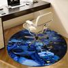 Ethereal Blue Floral Chair Mat - Round Carpet for Home Decor, Office Use, Living Room, Bedroom, Gift Idea0242b