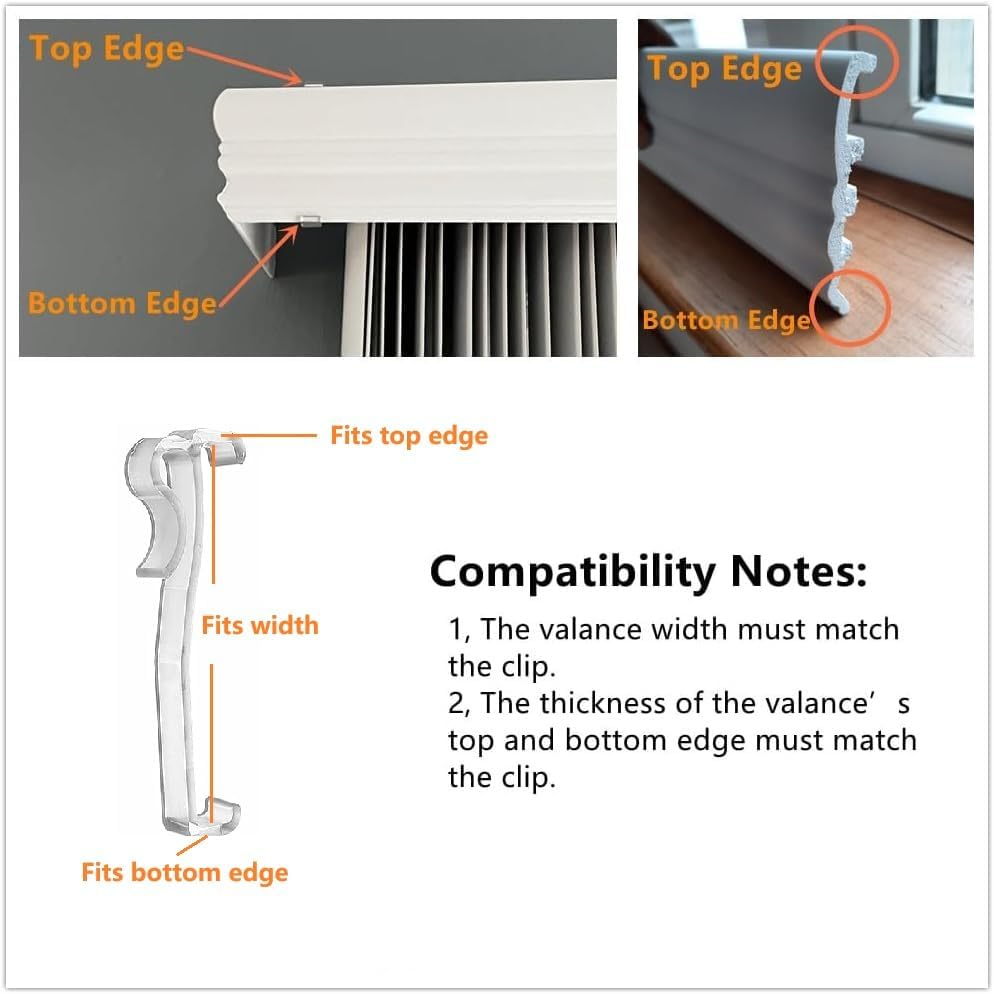 Valance Clips 10pcs 3'' Window Blinds Hidden Clip Clear Plastic for Horizontal Blinds Valance Retainer Holder
