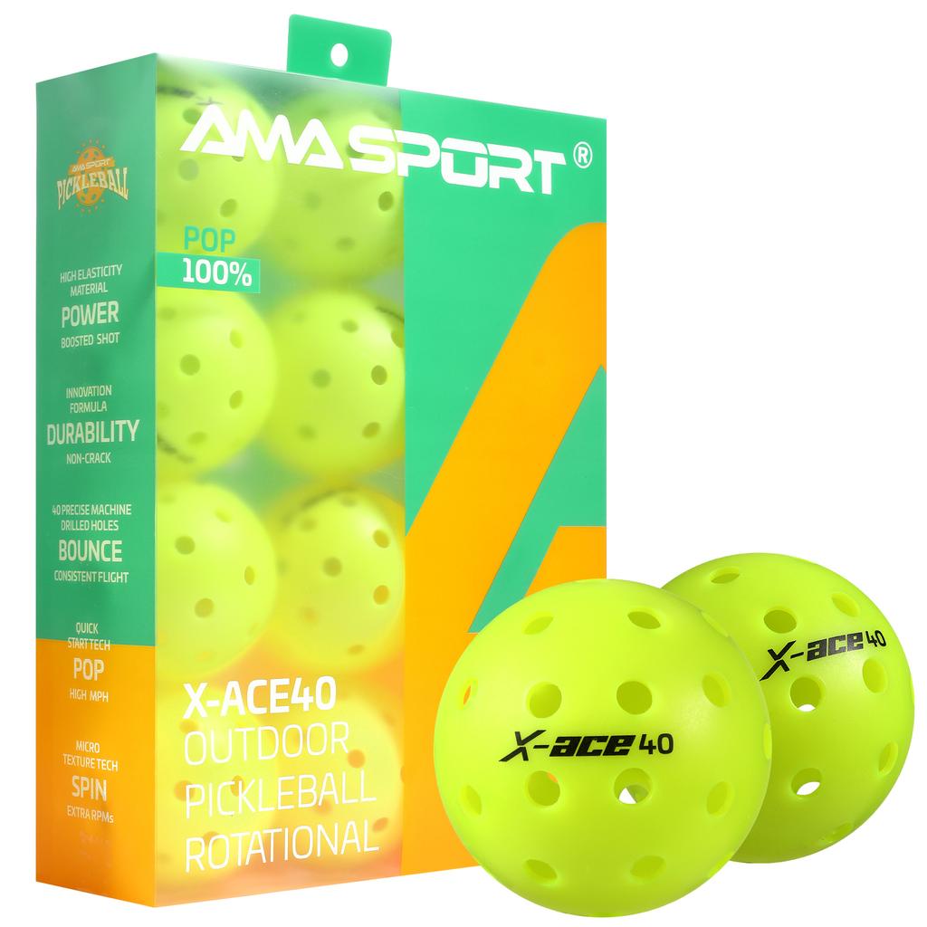 AMASPORT Pickleball Bälle X-ACE40 Professionelle Offizielle Pickleball Bälle Hoher Rückprall & Hohe Sichtbarkeit für Outdoor-Spiele