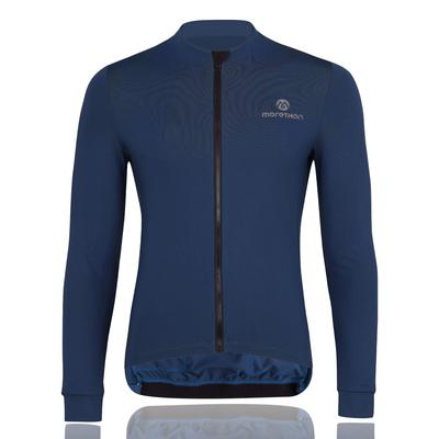 Morethan Cyklistický dres Tmavý Dlhý na Jeseň a Zimu Vhodný pre Teploty do Pánsky Flísový (Veľký, Modrý, Rukávy) (Odrazový,