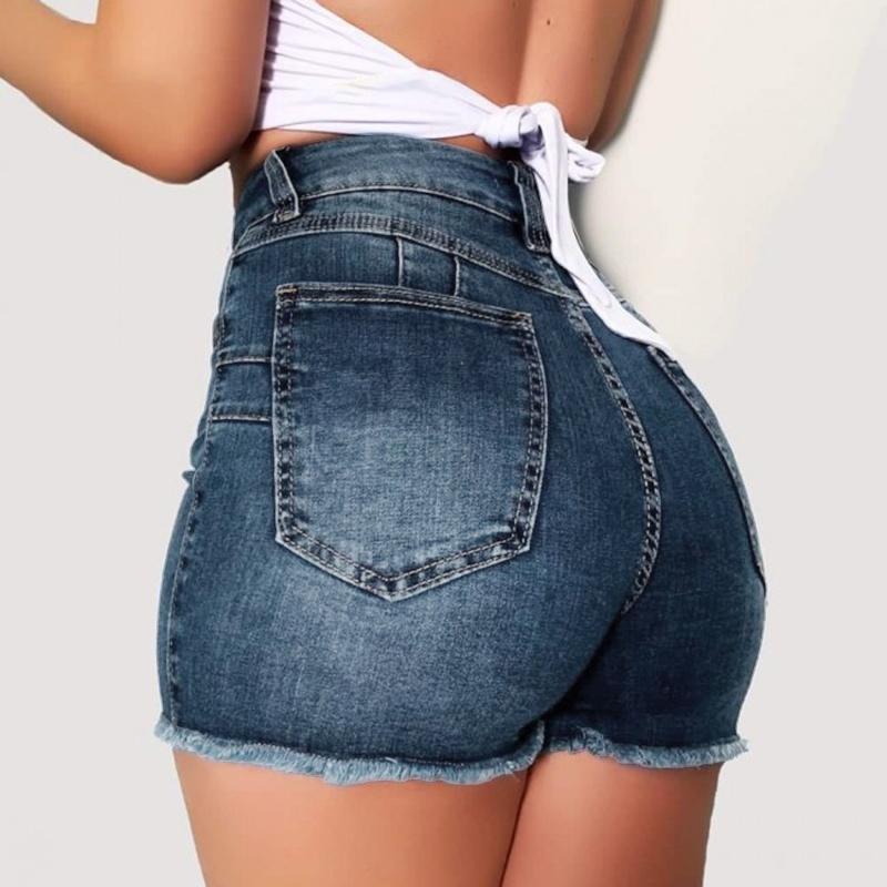 Women Fashion New Denim High Waist Shorts Washed Jeans Summer Short Pants Plus Size
