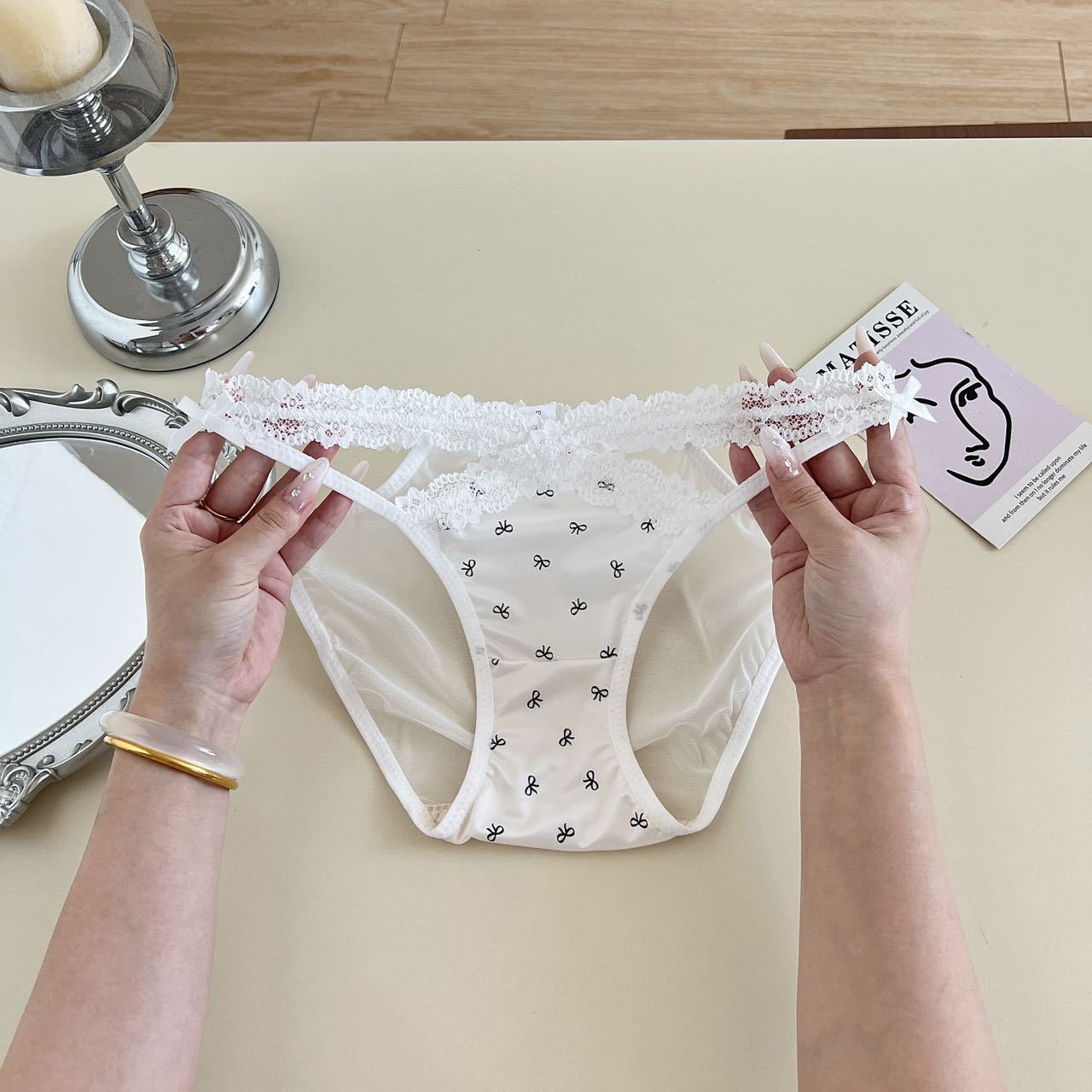 Women s Summer Sexy Lace Soft Satin Low Rise Triangle Panties One Size