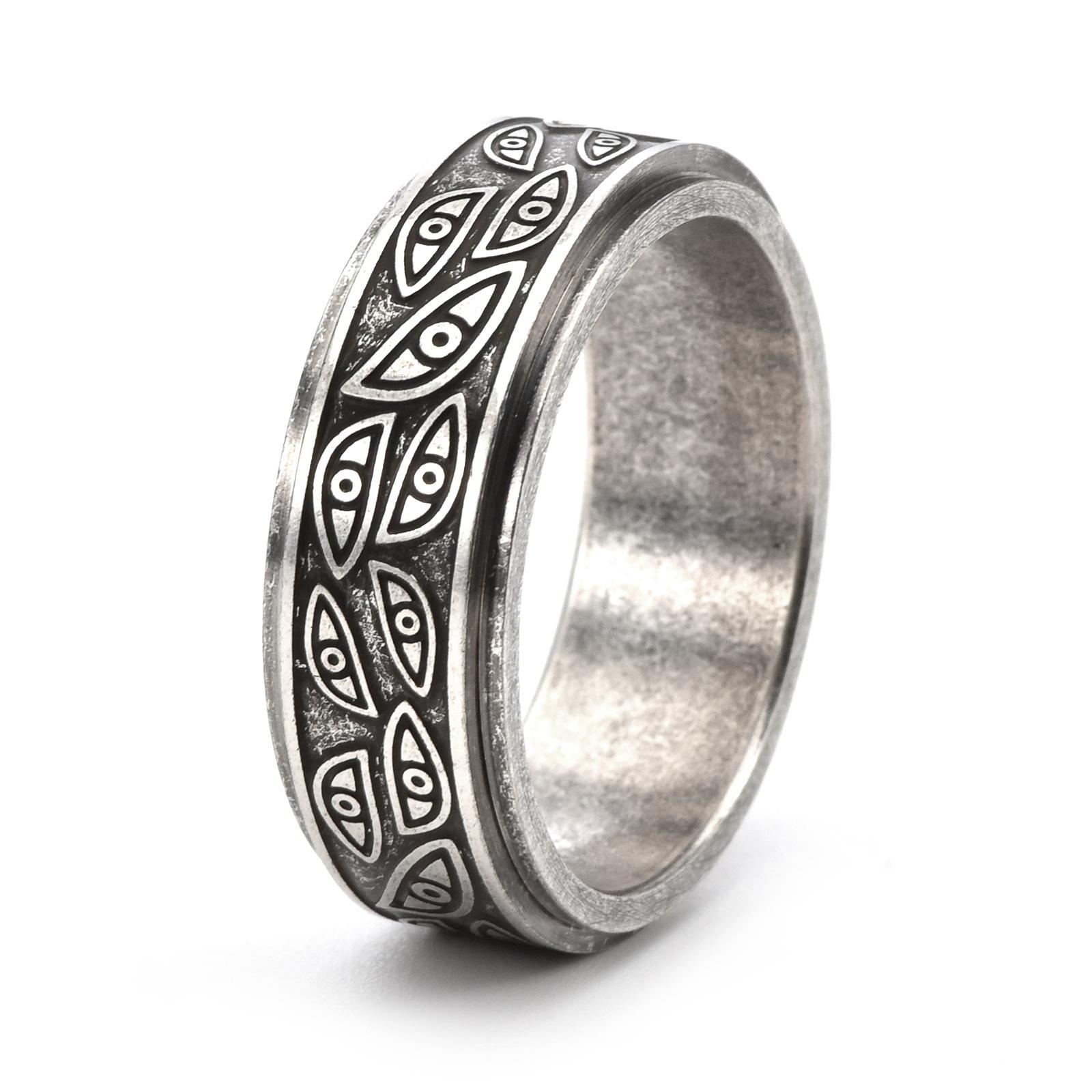 

Ретро Кольцо-вертушка «Всевидящее око» для мужчин и женщин, модное, из нержавеющей стали, ювелирное изделие на палец, готический богемный стиль, мужской аксессуар 9