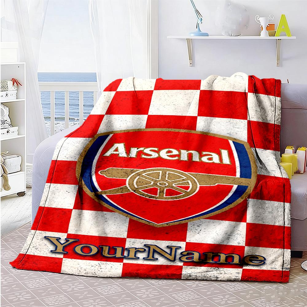 Arsenal Customize Text Blanket Gift Customizable Blanket Warmthful Decor Perfect for Office Picnics Couch Nap All-Season Use