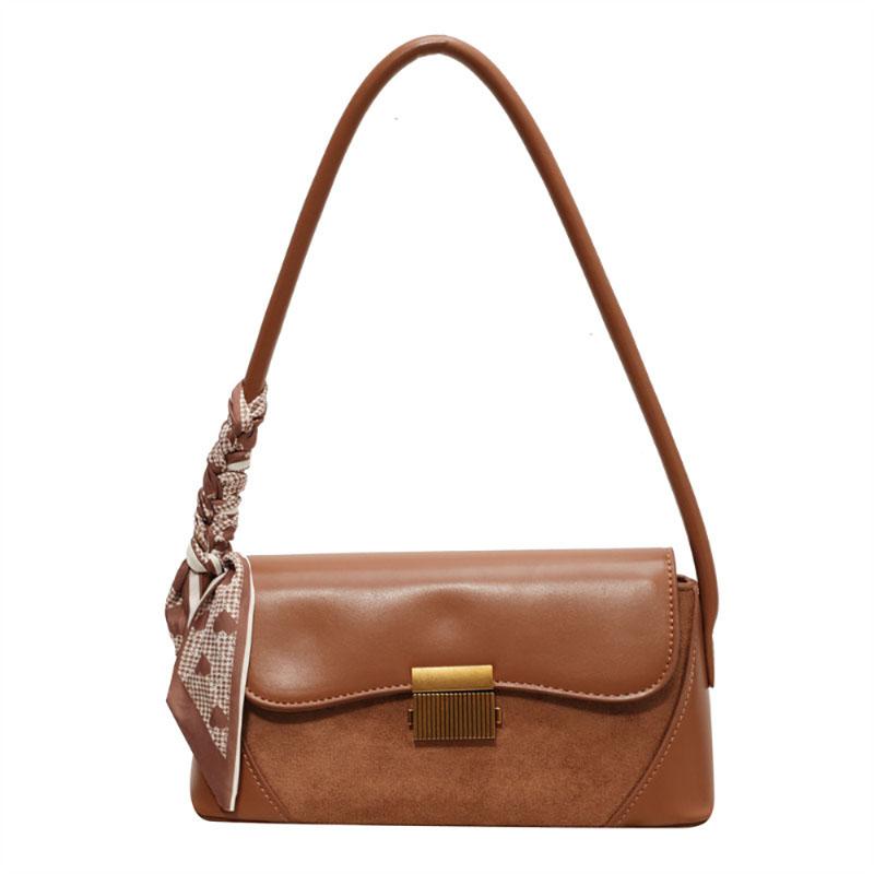 French Fashion Retro Underarm Bag Suede Simple Women's New High-Grade Texture Single Shoulder Bag Casual Small Square Bag