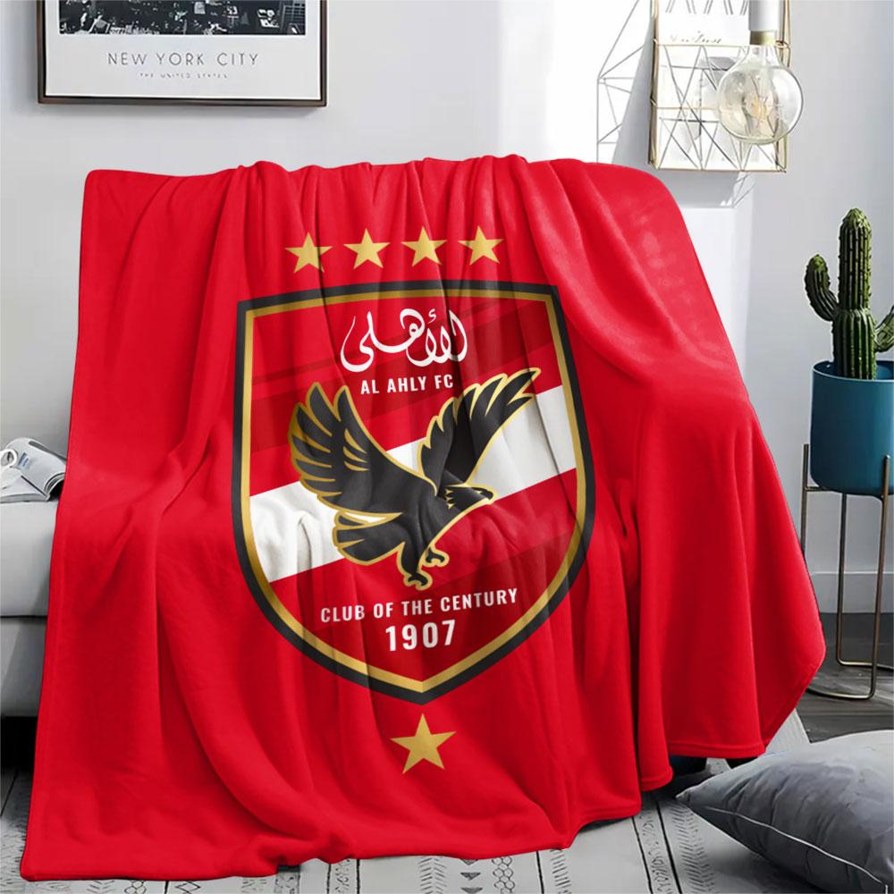 Al Ahly Sporting Club Printed Flannel Blanket, soft throw for bedroom sofa, washable,soccer fan merchandise, great gift. 80cm x 120cm