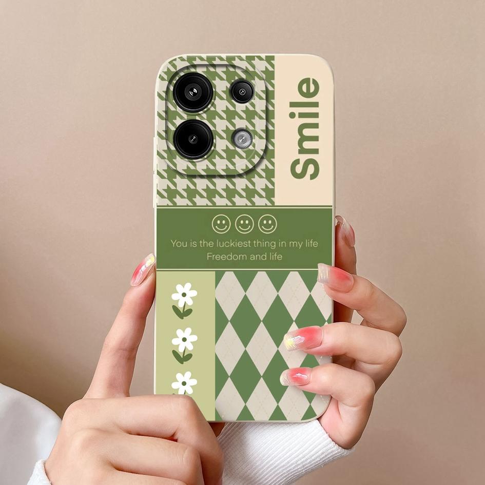 Fashion Check Pattern Phone Case For Xiaomi Redmi Note 13R 13 Pro Turbo 3 A3 13 Back Cover High Quality Shockproof Liquid Soft Silicone Pretty Bumper