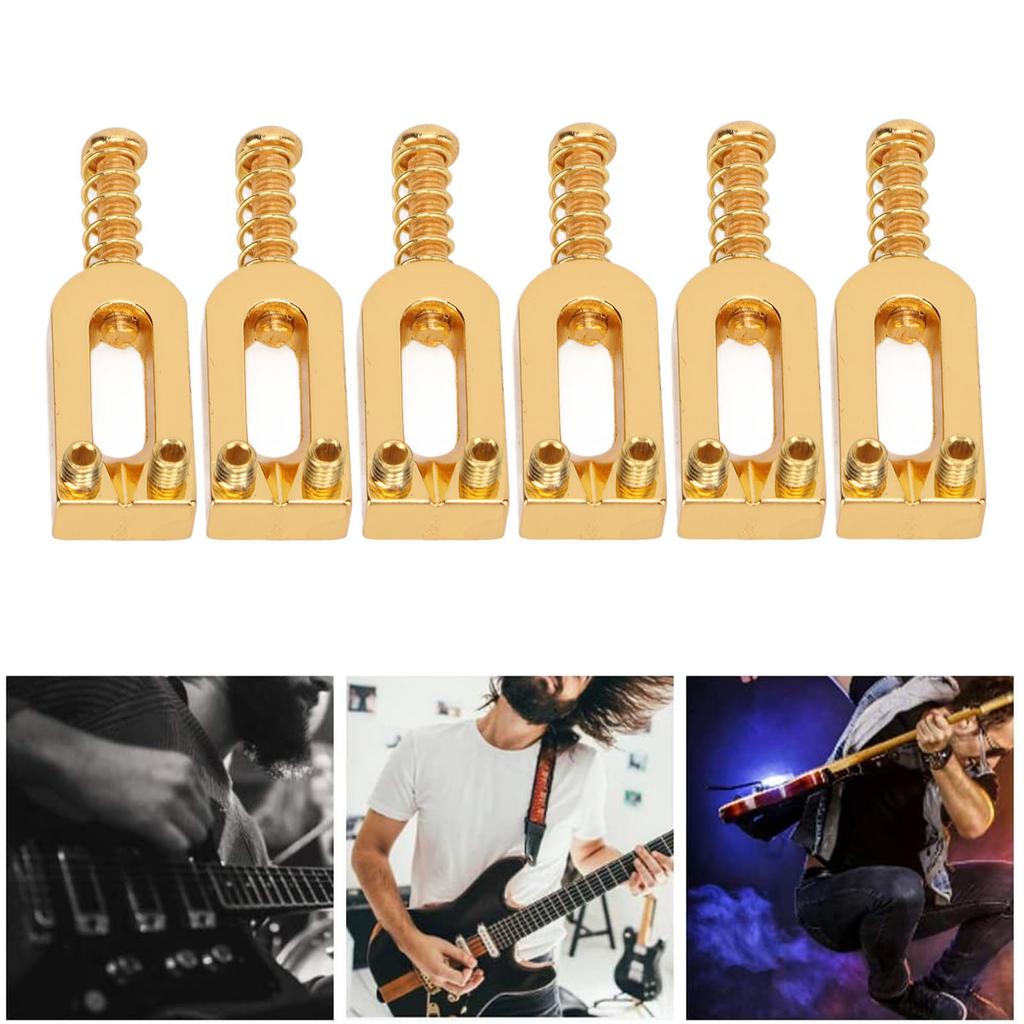 6Pcs U Shaped Electric Guitar Bridge Saddles Tremolo Metal Roller Screw Saddle Replacement