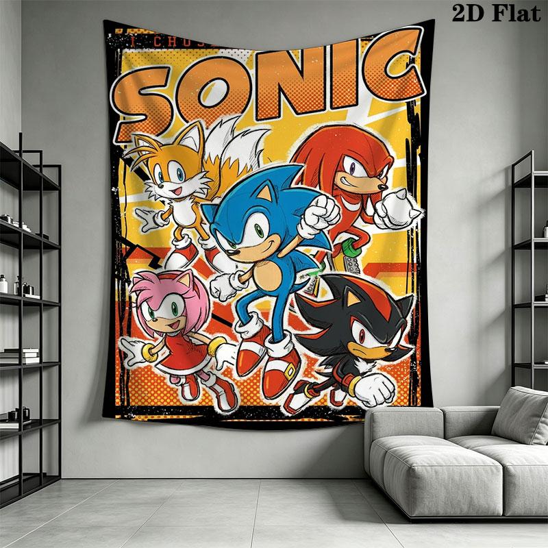 Hedgehog Sonic Soar Wall Hanging Printed Fabric Blanket Decorative Tapestries for Bedroom Living Room Home Decor