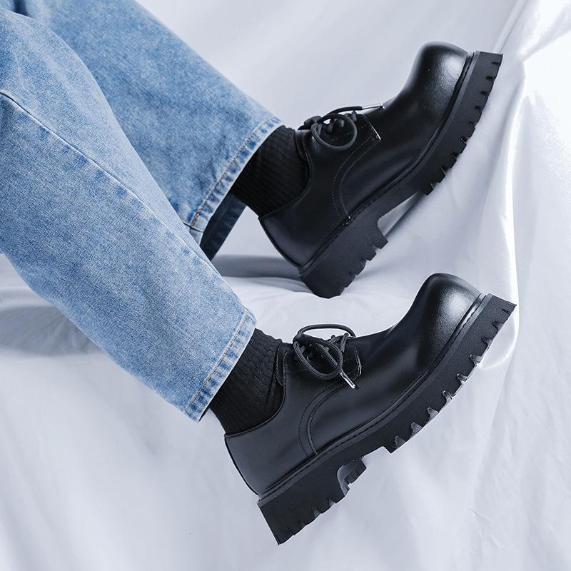 Derby shoes men's shoes big head shoes casual leather shoes autumn new platform casual leather shoes versatile high street 3271-R