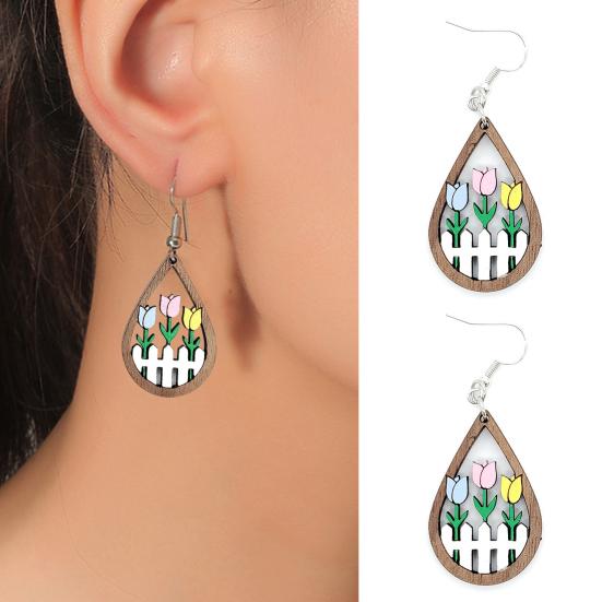 

1 пара висячих серег, индивидуальный подарок на день Святого Валентина, праздничные пасхальные серьги-подвески в форме тюльпана для забора для