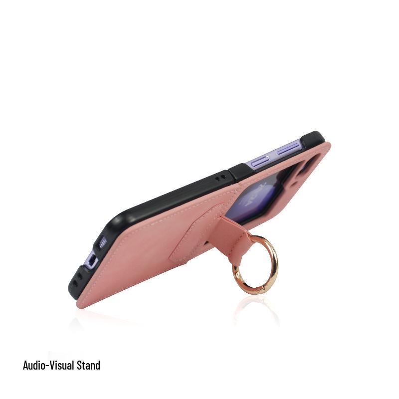 Samsung Z Flip 6 Fold & Ring Case: Skin-Feel Protective Cover with Screen Bracket for Cross-Border Use