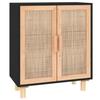 VidaXL Buffet Noir 60x30x70 cm Bois de pin massif et rotin naturel 345631