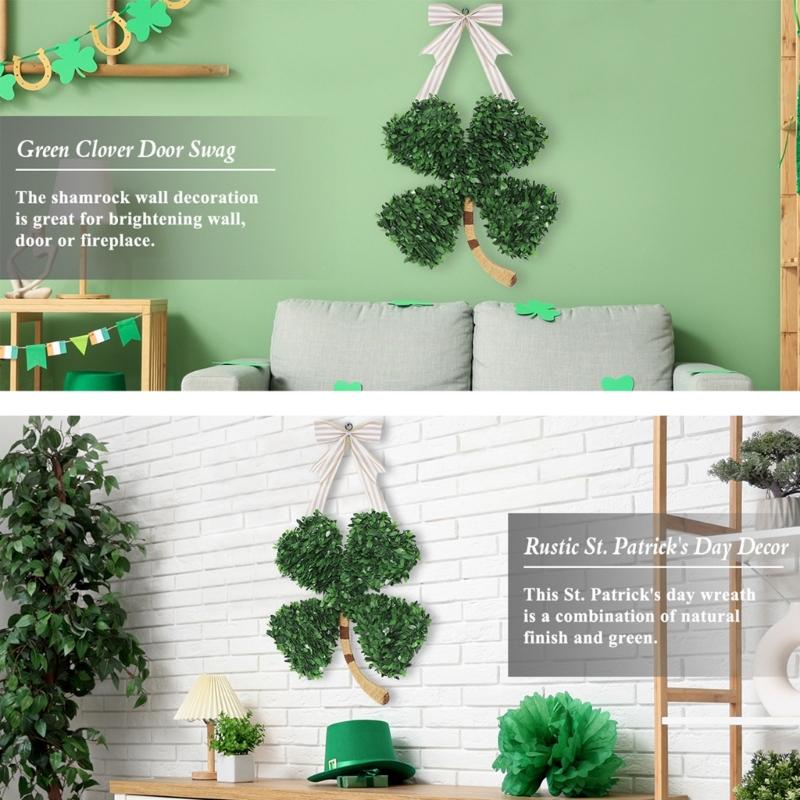 Multipurpose Patrick's Day Wreath Four Leaf Clovers Pendant For Wall And Door Party Decoration Home Accessory
