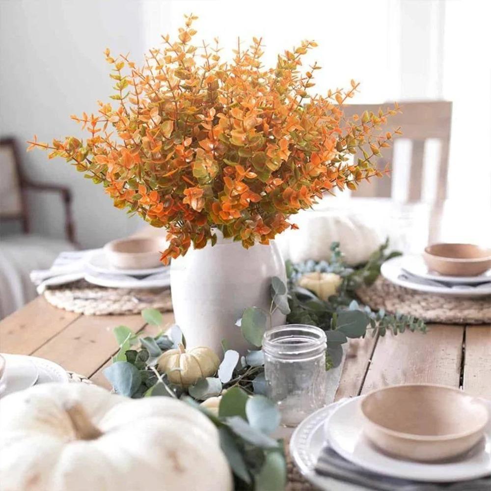 Plastic Artificial Flower Eucalyptus Leaf Decorative Floral Simulation Greenery Vase Arrangement