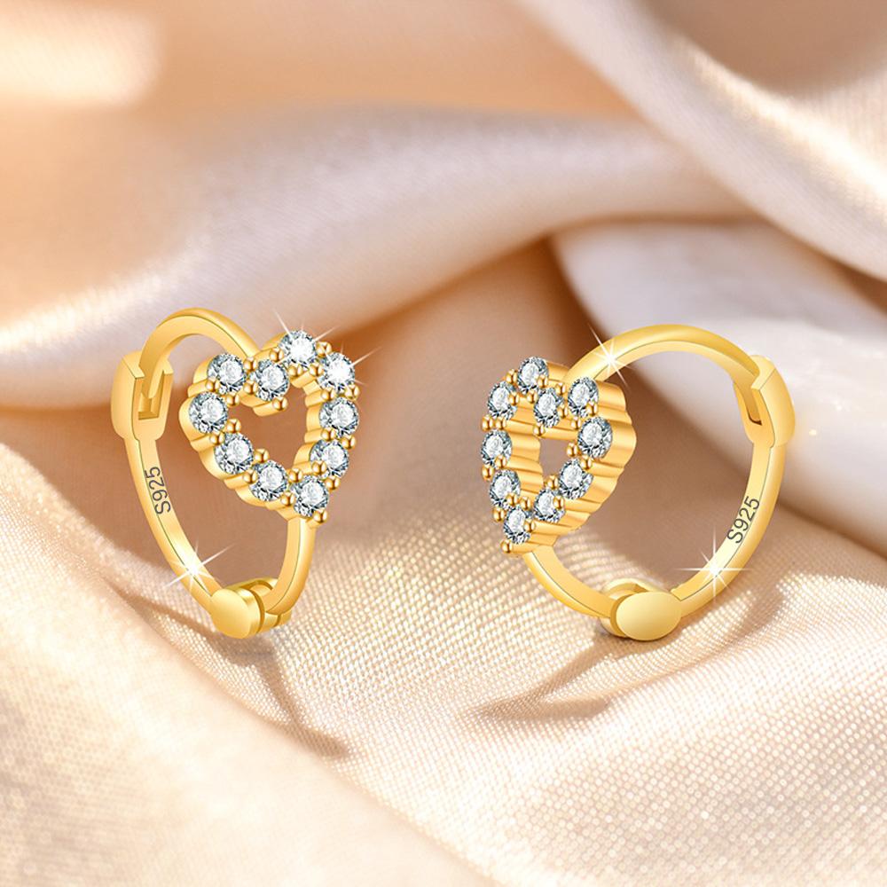 925 Sterling Silver Earrings Heart For Women Exquisite Student Girlfriend Fashion Jewelry Accessories Wedding Gift