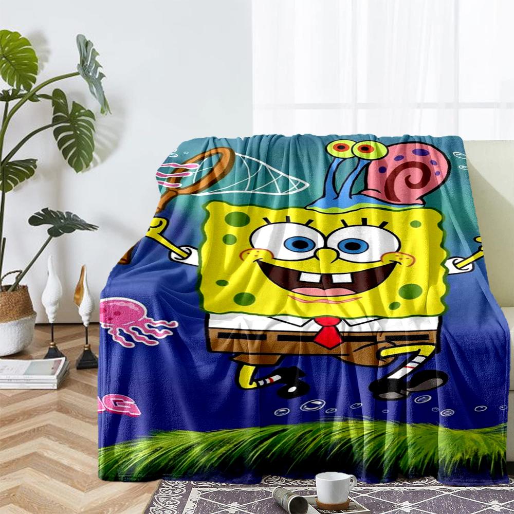 SpongeBob SquarePants Theme Printed Blanket - Perfect for Couch, Bed, Travel & Outdoor Use | Machine Washable, Cozy & Durable.