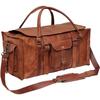 Retro stil för män bärbar bagageflik Duffel Läder Duffelväska