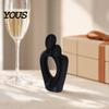 3D Molded Couple Figure Printed One Heart Statue, Abstract Hugging Lovers Figurine with Stable Base, Minimalist Burr-free Contour Ornament