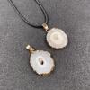 Seven-Color Crystal Sunflower Pendant Necklace with Gold Edging