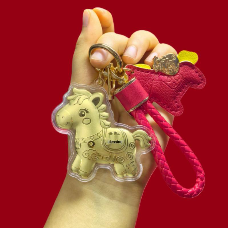 999 Reingold Jahr des Pferdes Handtaschenanhänger Schlüsselanhänger - Glücksgeschenk für Kunden