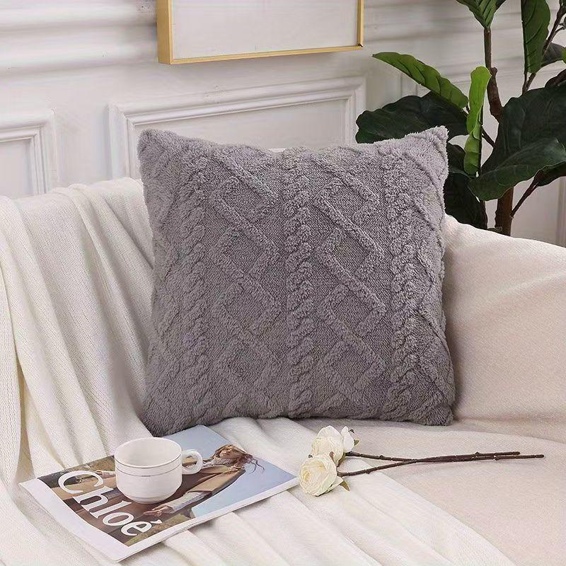 Modern Double-Sided Taffeta Plush Pillow Cover for Autumn/Winter - Sofa & Bedside Waist Support Cushion