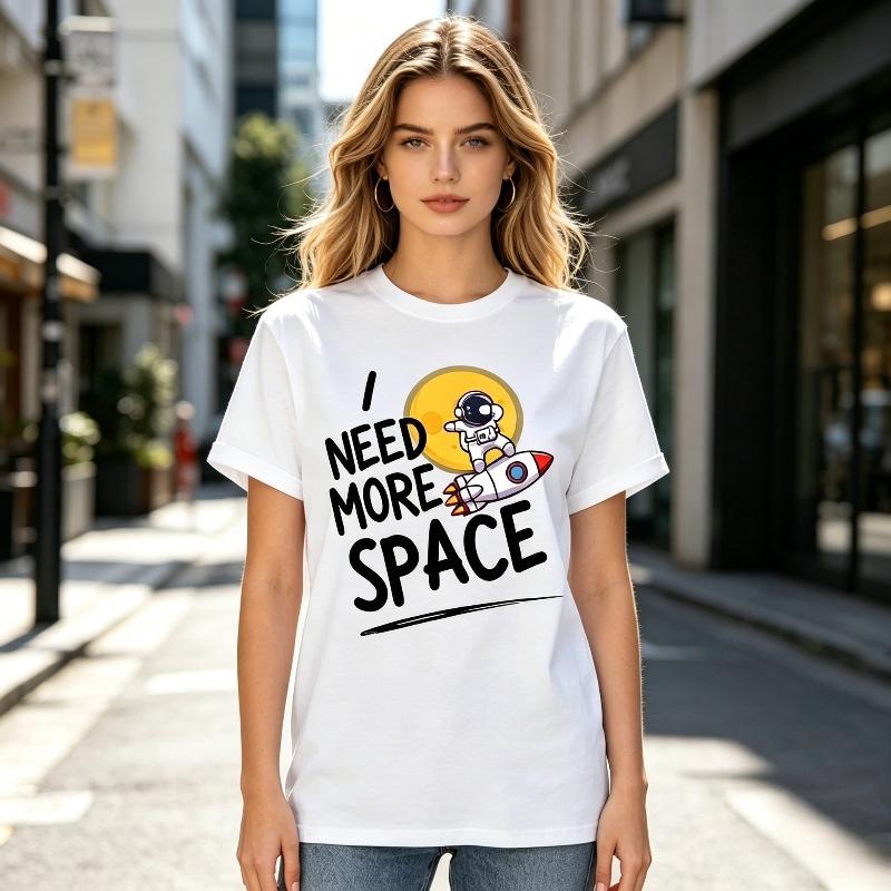 I Need More Space Graphic Tee Unisex Unisex Funny Astronaut TShirt Casual Cotton Short Sleeve Top