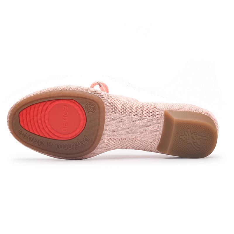 Fly-knit Schnür-Ballerinas mit Absatz für Damen-Latein-, Yoga- oder Jazztanz.