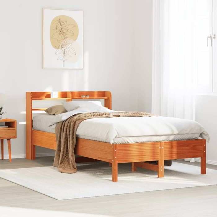 VidaXL Bed Frames Without Mattress Wax Brown 100x200cm Solid Pine Wood 3306896