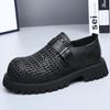 Fashion Summer Autumn Hollowed-out Leather Shoes for Men Black Knit Platform Shoes Male Fashion Casual New Designer Dress Shoes Man