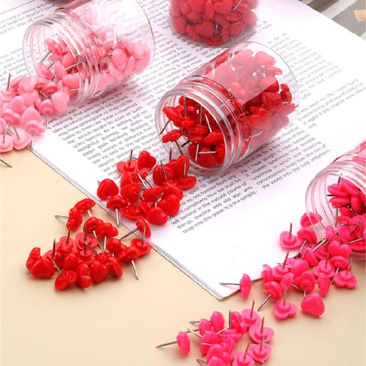 50/100/150Pcs Heart Push Pins Drawing Pins Cork Notice Board Pins Thumb Tacks for Display Picture Note Memos Poster