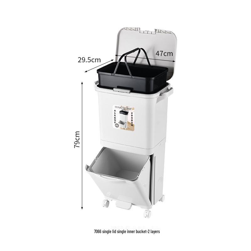 2026 Large-Capacity Kitchen Trash Can with Lid, Double Layer for Dry & Wet Waste Separation