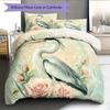 Map Flower Bird Pattern Bedding Quilt Set  Home Decoration  Gift (1 * duvet cover + 2 * pillowcase  without core)