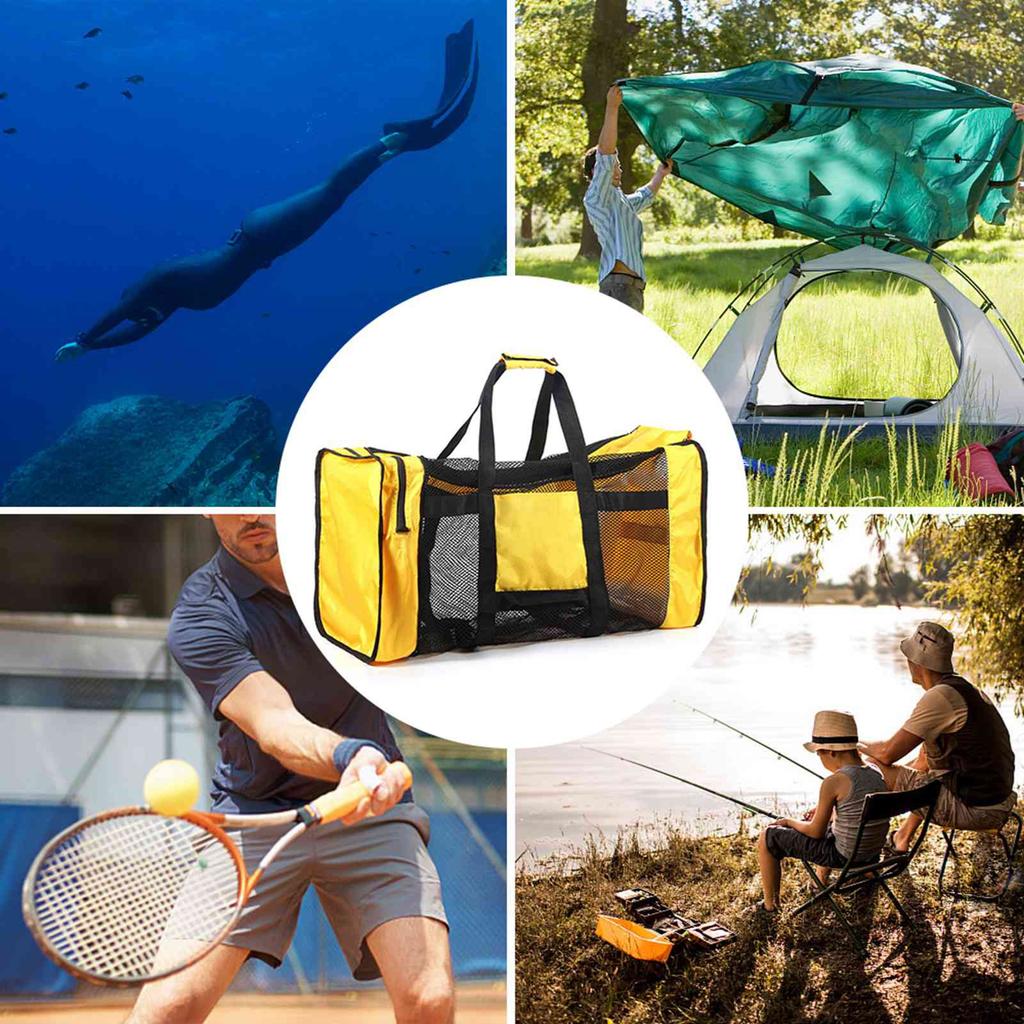 100L Mesh Duffle Gear Bag for Scuba Diving Snorkeling Swimming Beach and Sports Equipment