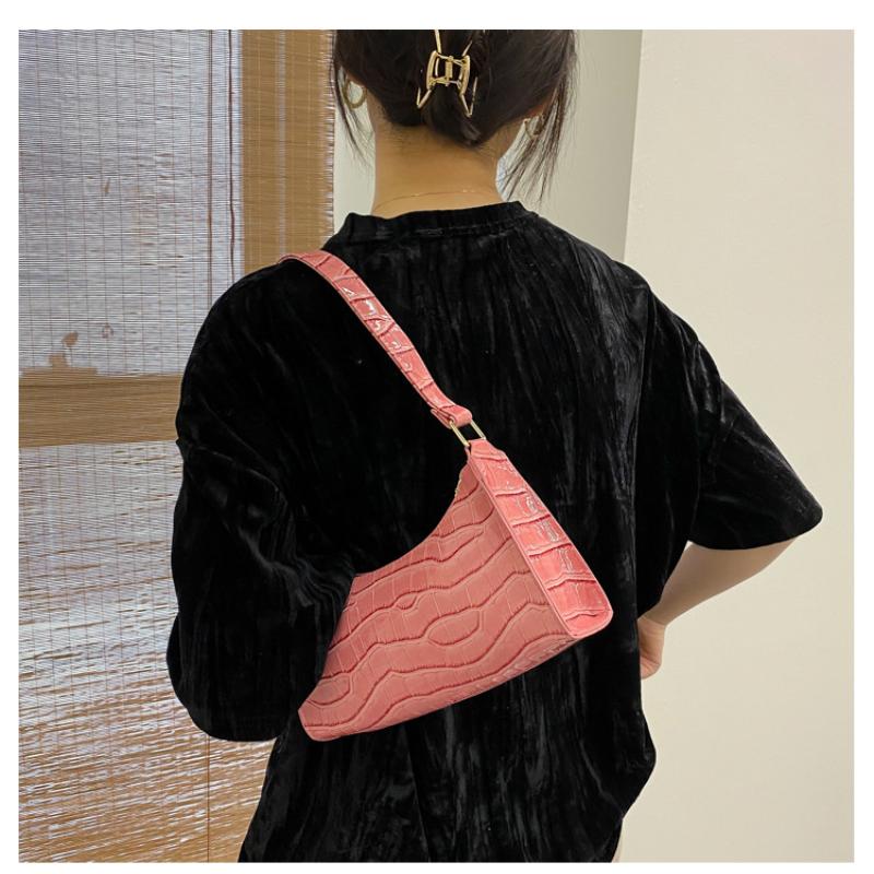 Solid Color Pu Leather Women'S Underarm Bag For Female Retro Casual Shoulder Bag Tote Clutch Purse Banquet Handbag