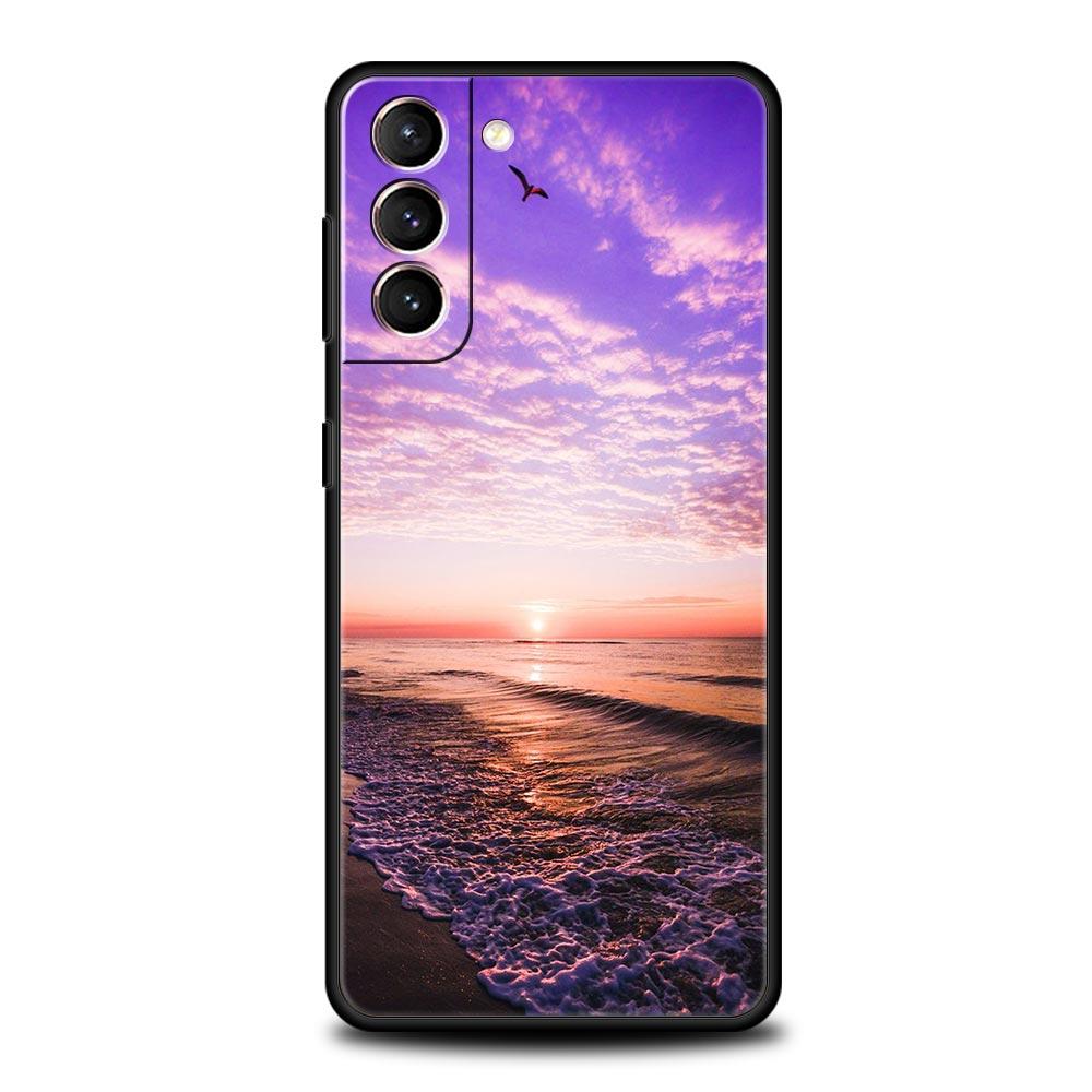 Pouzdro na telefon s motivem lesa, pláže a východu slunce, hor a přírody pro Samsung Galaxy S23 S22 S21 S20 FE Ultra 5G S10 S10E S9 S8 Plus 10 20 Cover