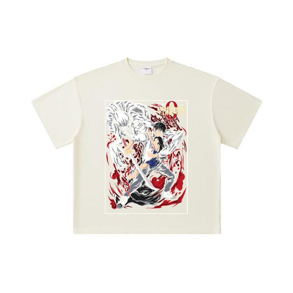260 GSM Double Yarn 32 Count 100% Cotton Jujutsu Kaisen V65 Yuta Print Unisex Heavy Cotton T Shirt