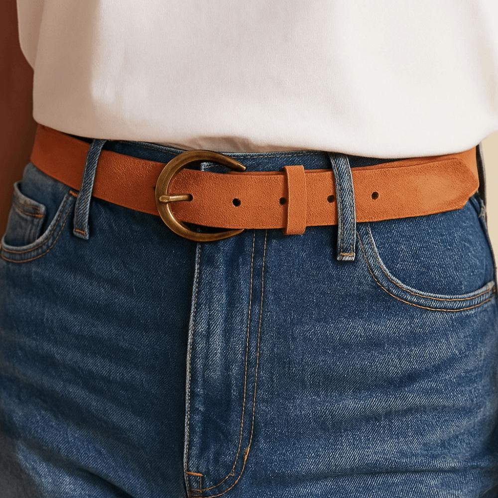 Casual Suede Leather Belt Retro Buckle Waistband Trendy Waist Belt  For Women